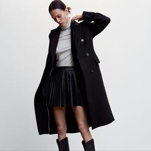 Mango-Faux-leather pleated  skirt